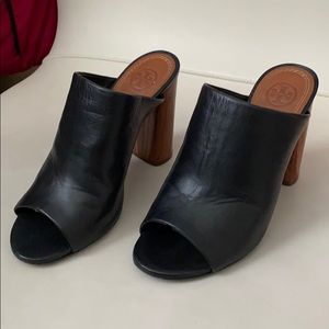 Tory Burch black leather mules
